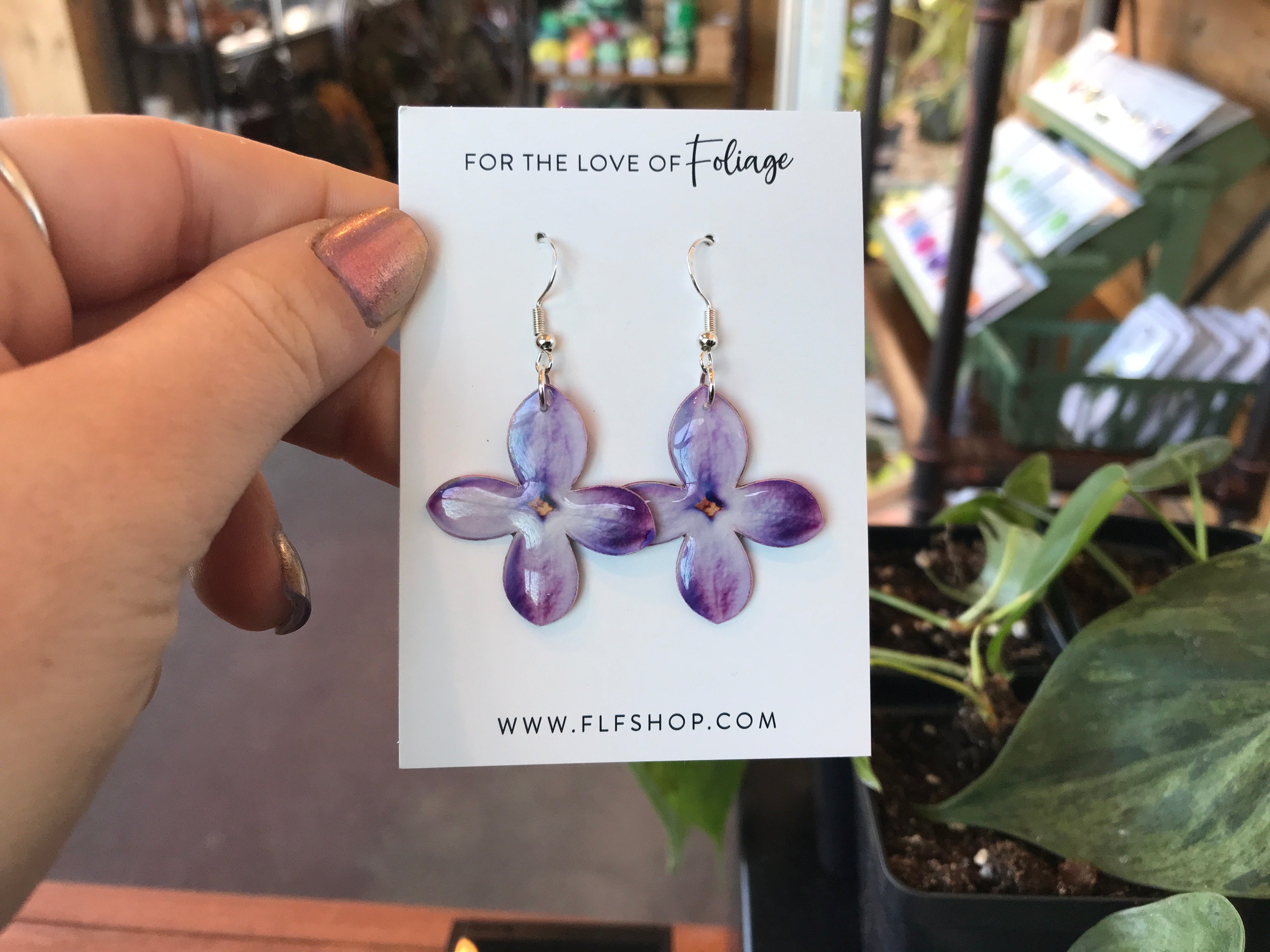 Lilac Blossom Plant Earrings | Leaf Earrings