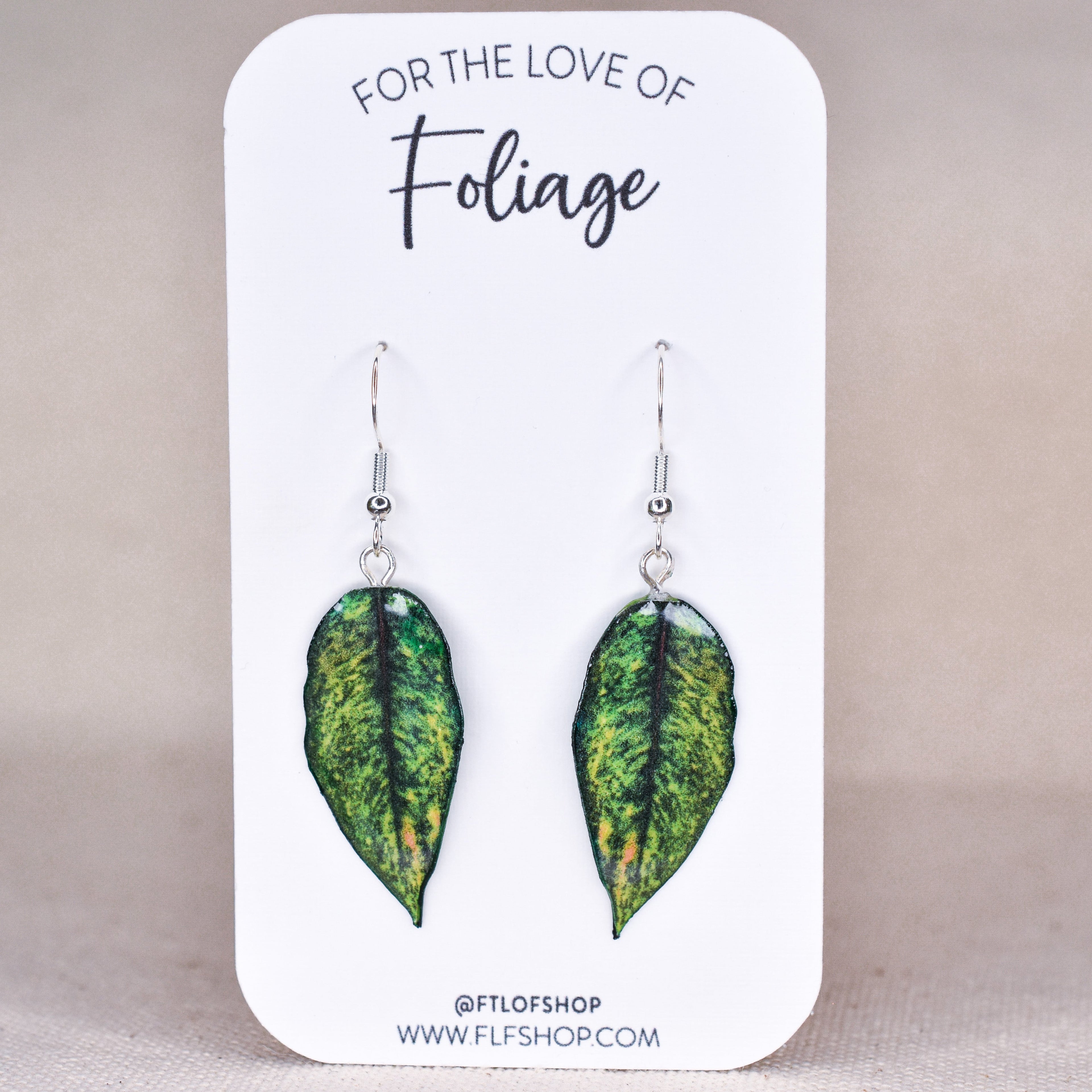 Aglaonema "Golden Papaya" Plant Earrings | Leaf Earrings