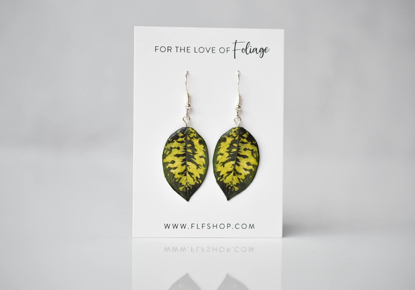 Homalomena Wallisii "Camouflage" Plant Earrings | Leaf Earrings
