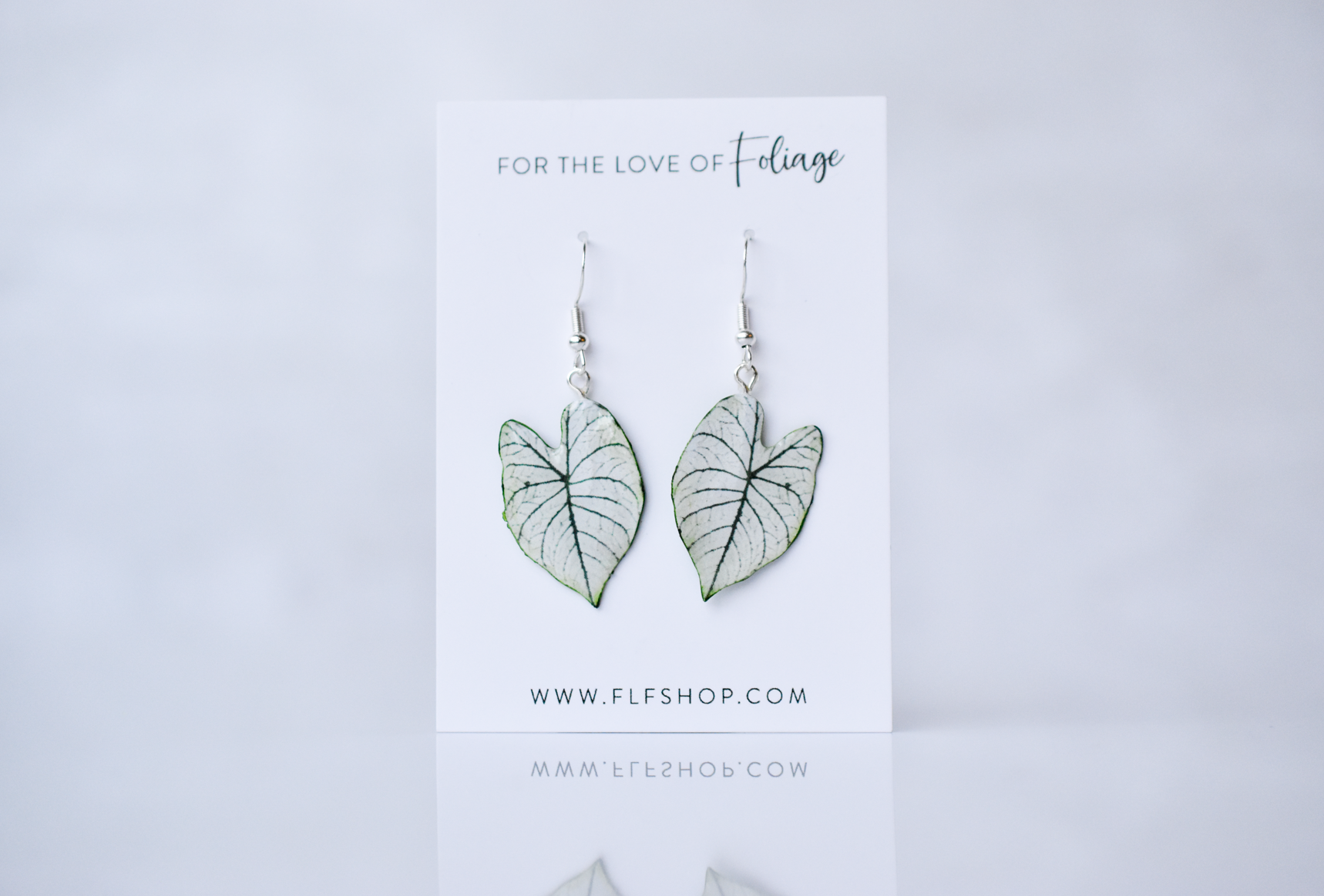 Caladium "White Christmas" Plant Earrings | Leaf Earrings