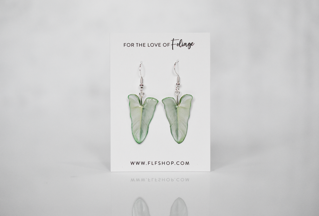 Philodendron Silver Sword Iridescent Plant Earrings | Leaf Earrings