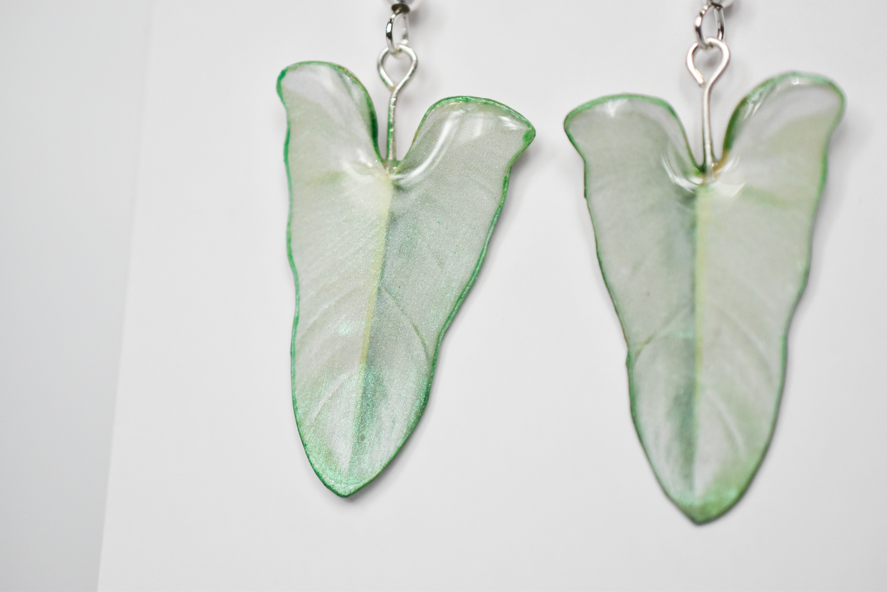 Philodendron Silver Sword Iridescent Plant Earrings | Leaf Earrings