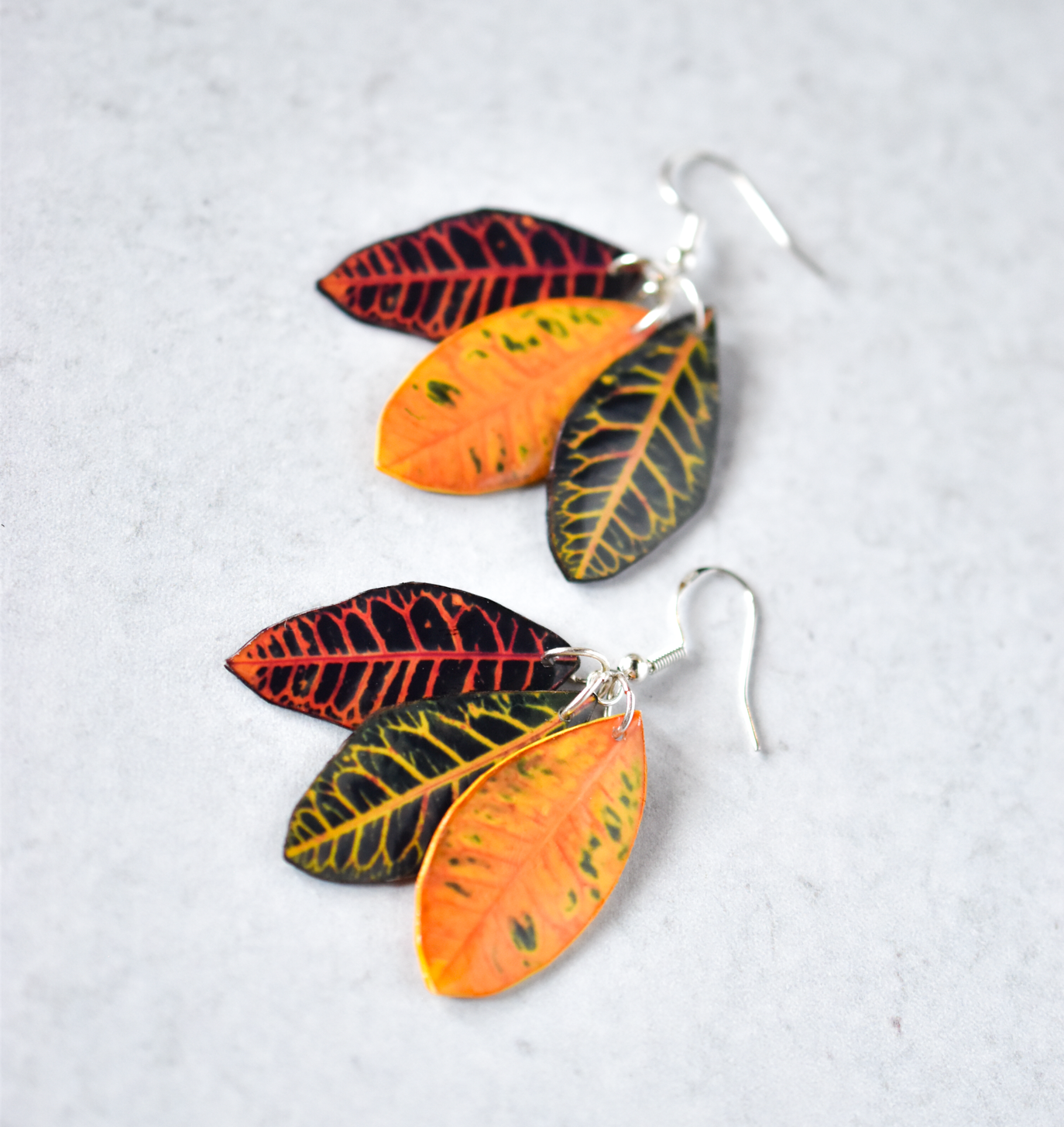 Luxe Croton Leaf Cluster Plant Earrings | Leaf Earrings