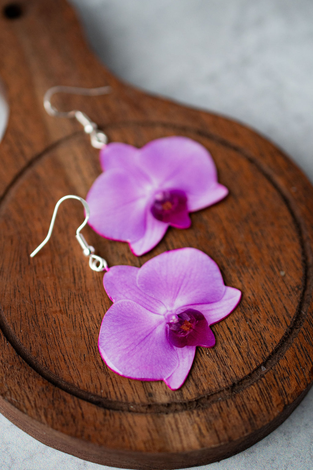 Mauve Orchid Bloom Plant Earrings | Blossom Earrings