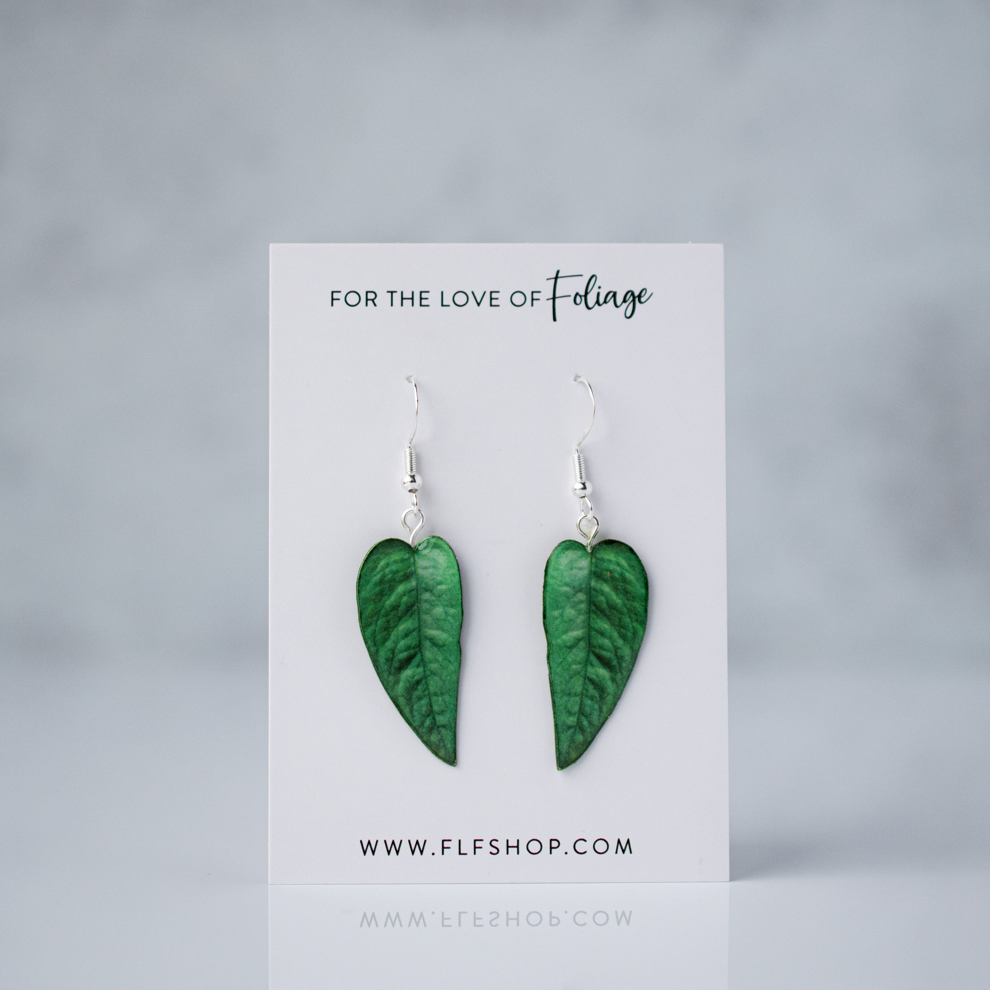 Epipremnum Pinnatum "Cebu Blue" Plant Earrings | Leaf Earrings
