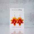 Orange Orchid Bloom Plant Earrings | Blossom Earrings