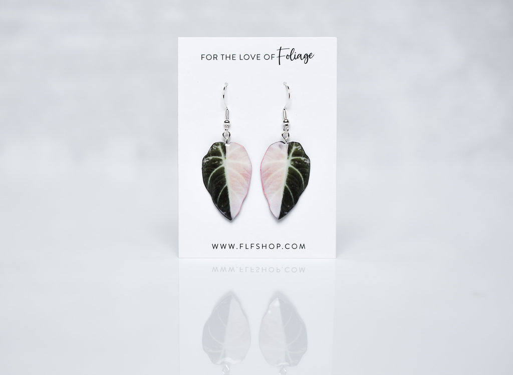 Alocasia Black Velvet Half Moon Plant Earrings | Leaf Earrings