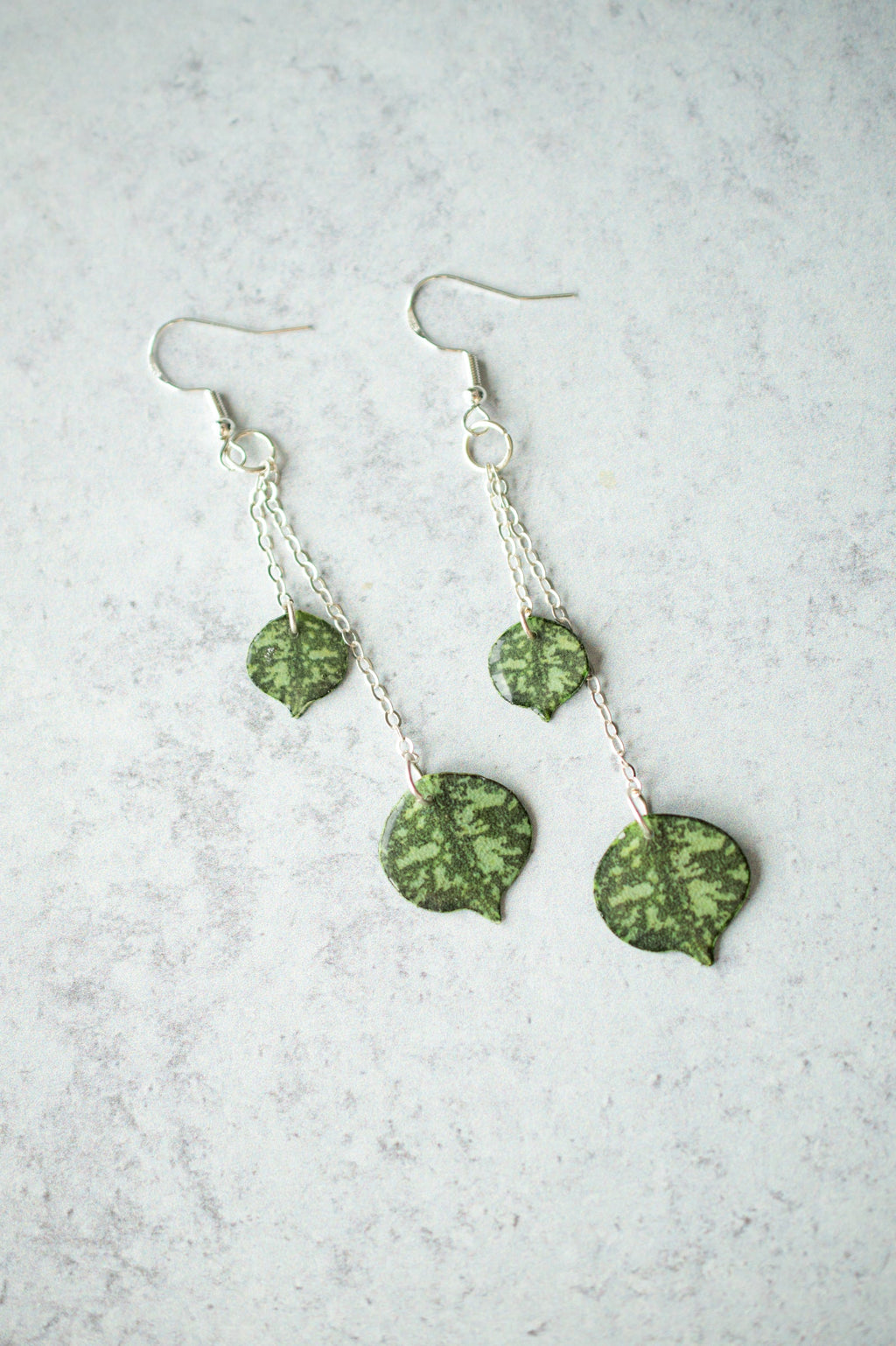 Luxe Hoya Curtisii Duo Trailing Leaf Plant Earrings