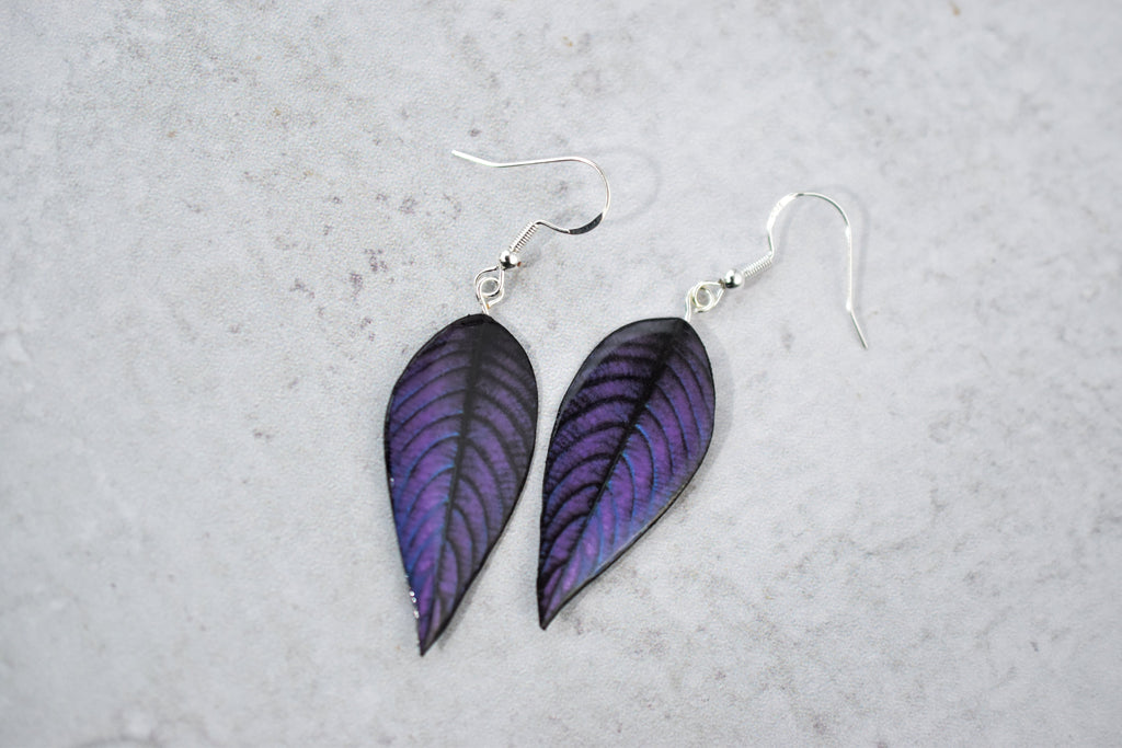 Strobilanthes Dyeriana "Persian Shield" Plant Earrings | Leaf Earrings