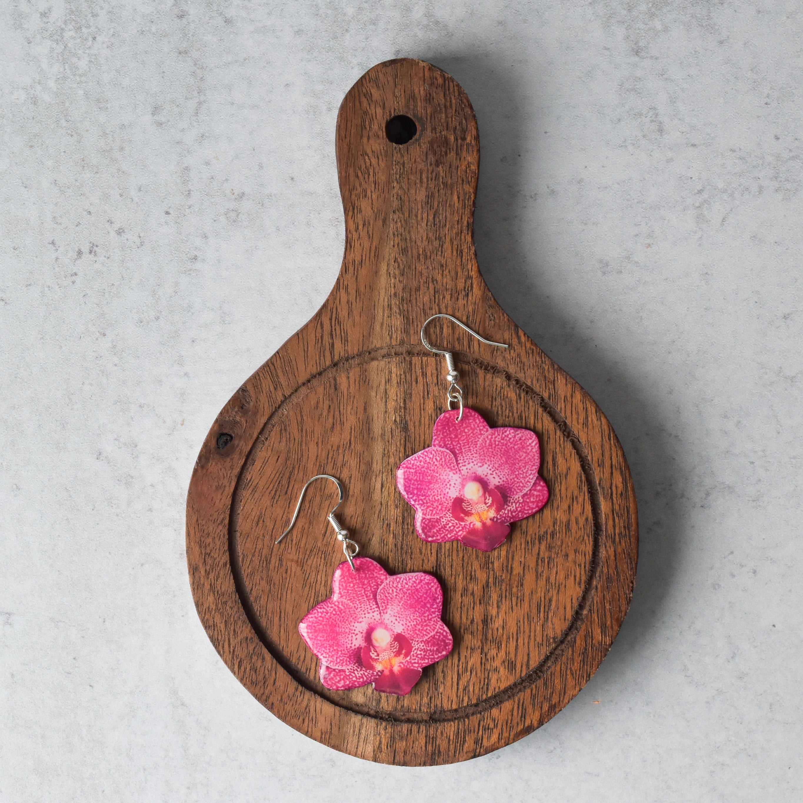 Fuchsia Orchid Bloom Plant Earrings | Blossom Earrings