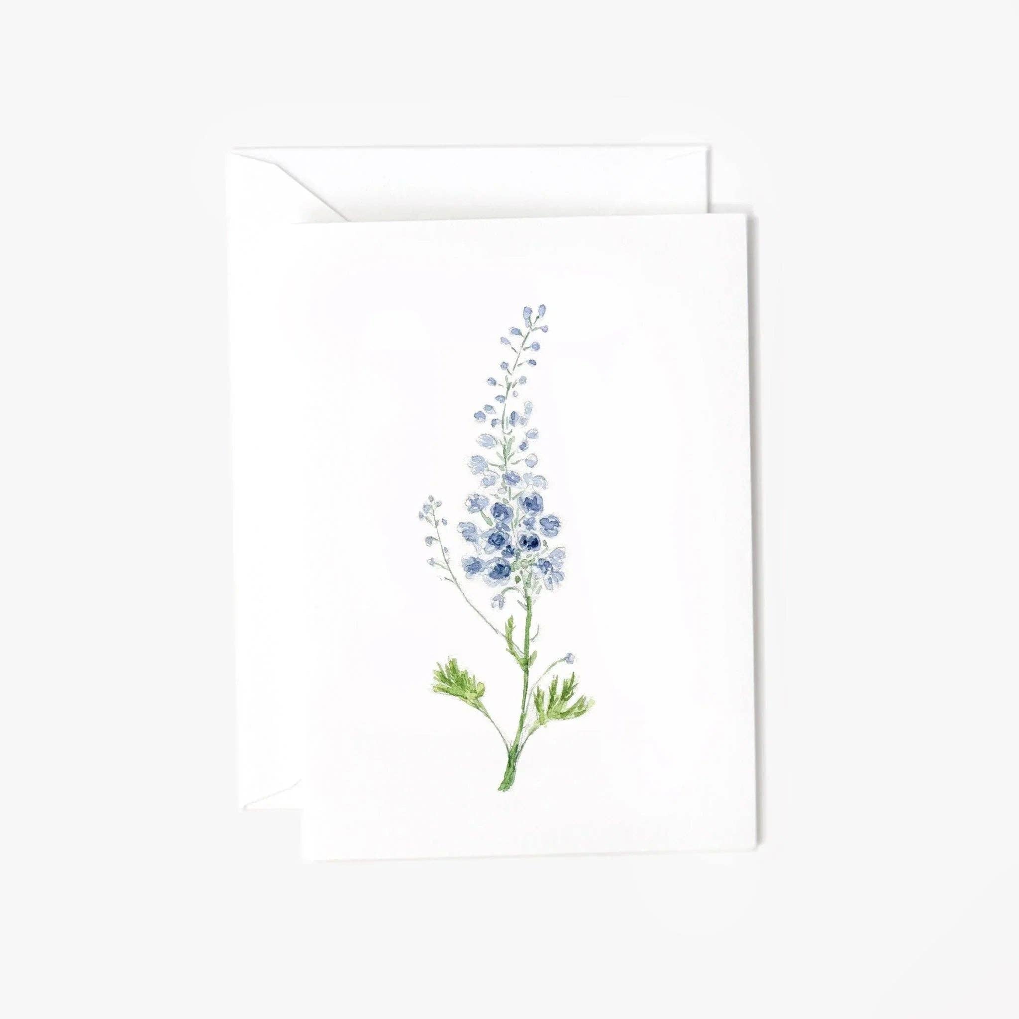 Delphinium stem mini enclosure notecard